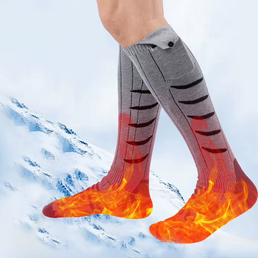 Winter Warm Electric Heated Socks USB Charging Thermal Heating Thermosocks Cold-Proof Foot Warmer Socks for Cycling Camping Ski