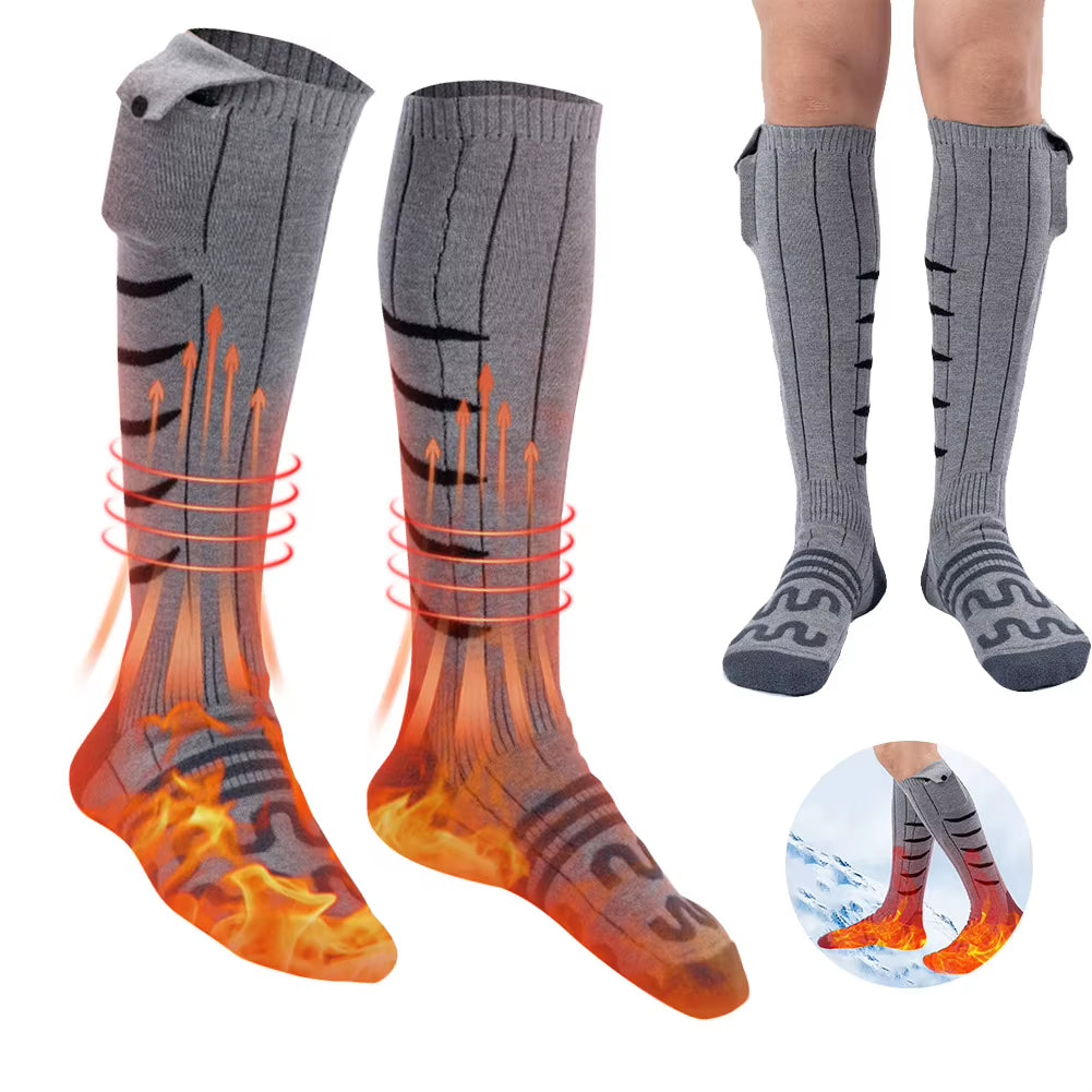 Winter Warm Electric Heated Socks USB Charging Thermal Heating Thermosocks Cold-Proof Foot Warmer Socks for Cycling Camping Ski